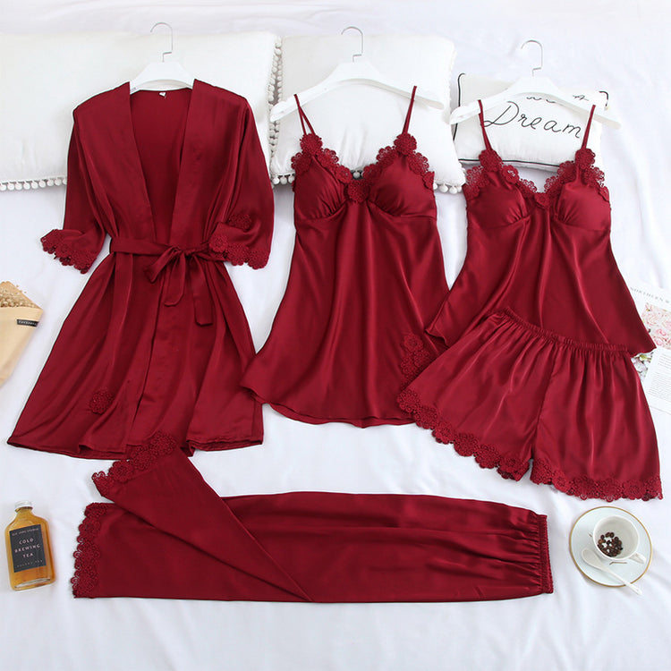 Condole belt ice silk pajamas