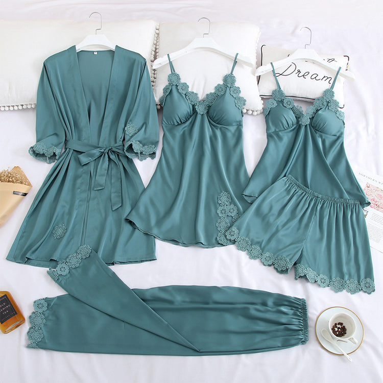Condole belt ice silk pajamas