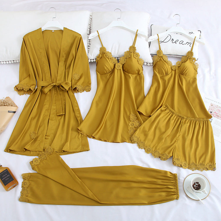 Condole belt ice silk pajamas