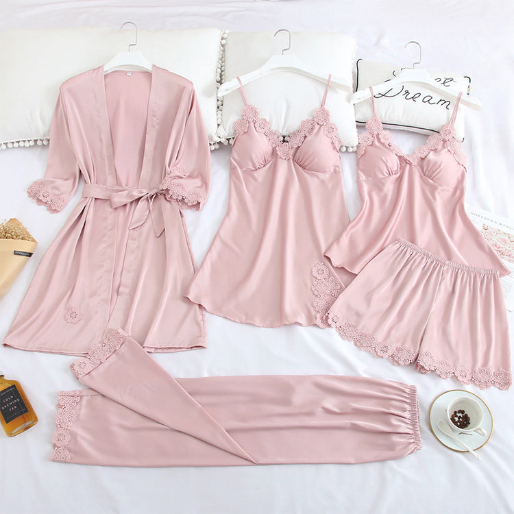 Condole belt ice silk pajamas